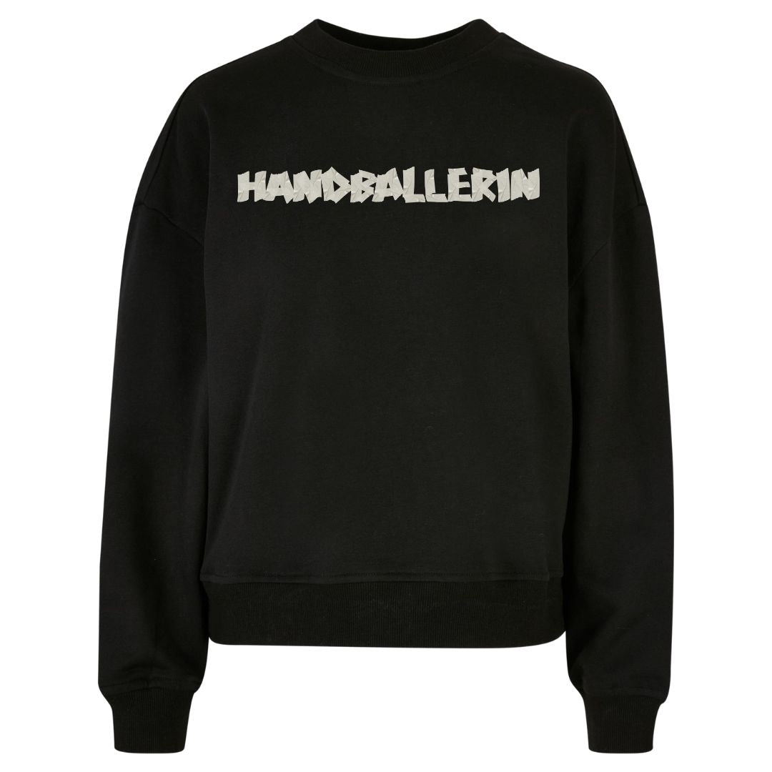 HANDBALLLIEBE ❤️ Handballerin Tape Style 🤾♀️ Ladies Crewneck black fron