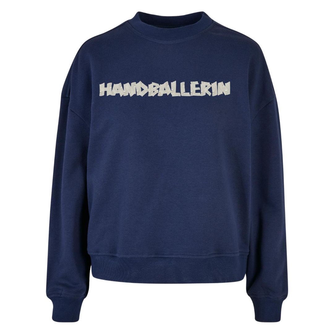 HANDBALLLIEBE ❤️ Handballerin Tape Style 🤾♀️ Ladies Crewneck navy front