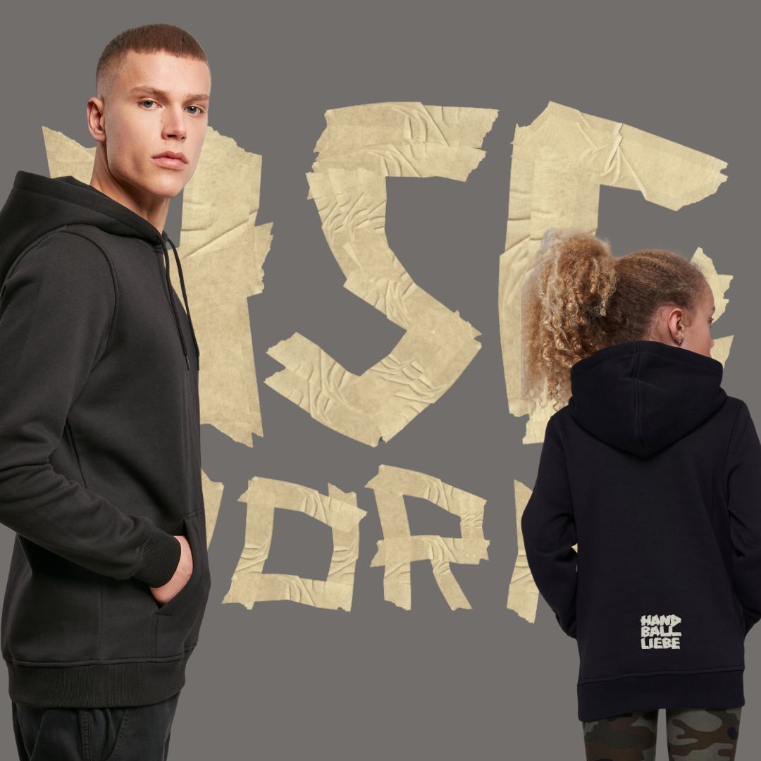 HSG Worms 🐉 Drachen Tape Style 🤾♂️ Baseline Hoodie (Unisex + Kids) mit Models