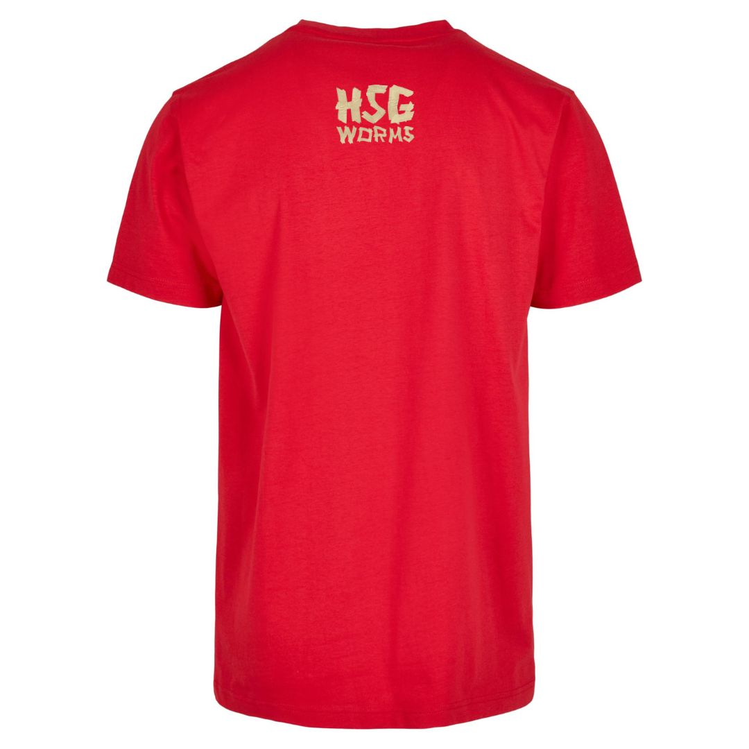 HSG Worms ๐ Drachen Tape Style ๐คพโโ๏ธ Essential T-Shirt (2 Farben - Unisex + Kids) back red